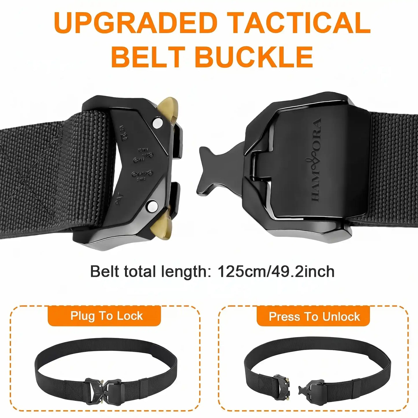 Men's Tactical Belt Quick Release Buckle | No Holes Nylon Belt