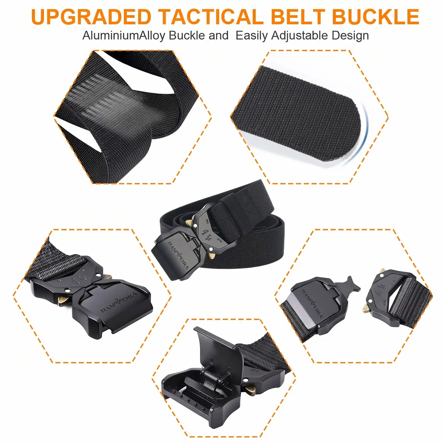 Men's Tactical Belt Quick Release Buckle | No Holes Nylon Belt