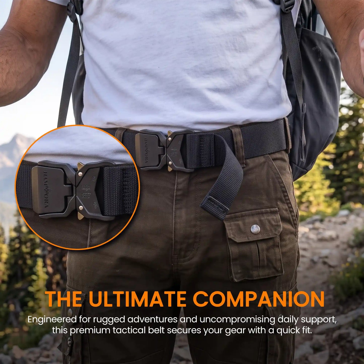 Men's Tactical Belt Quick Release Buckle | No Holes Nylon Belt